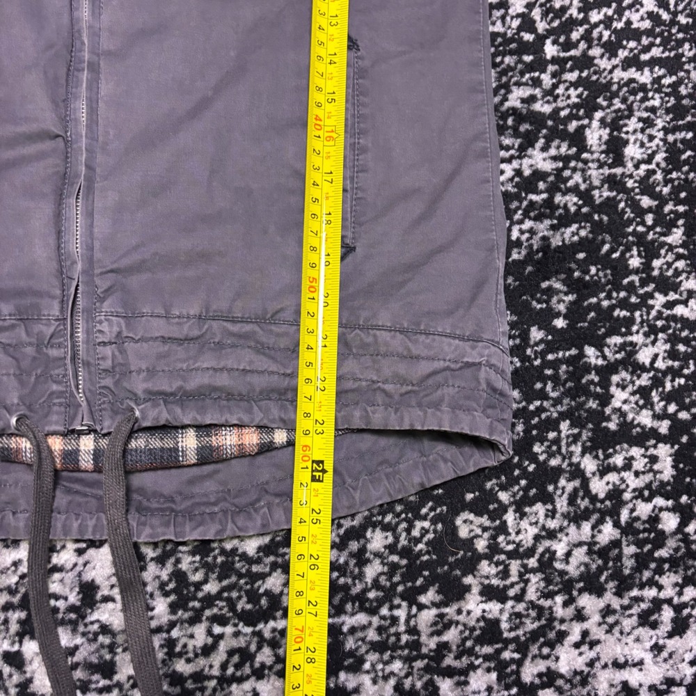 Joujou Womens Grey Utility Jacket Plaid Lined Hooded Y2K Grunge Cargo Coat Small - Picture 6 of 6